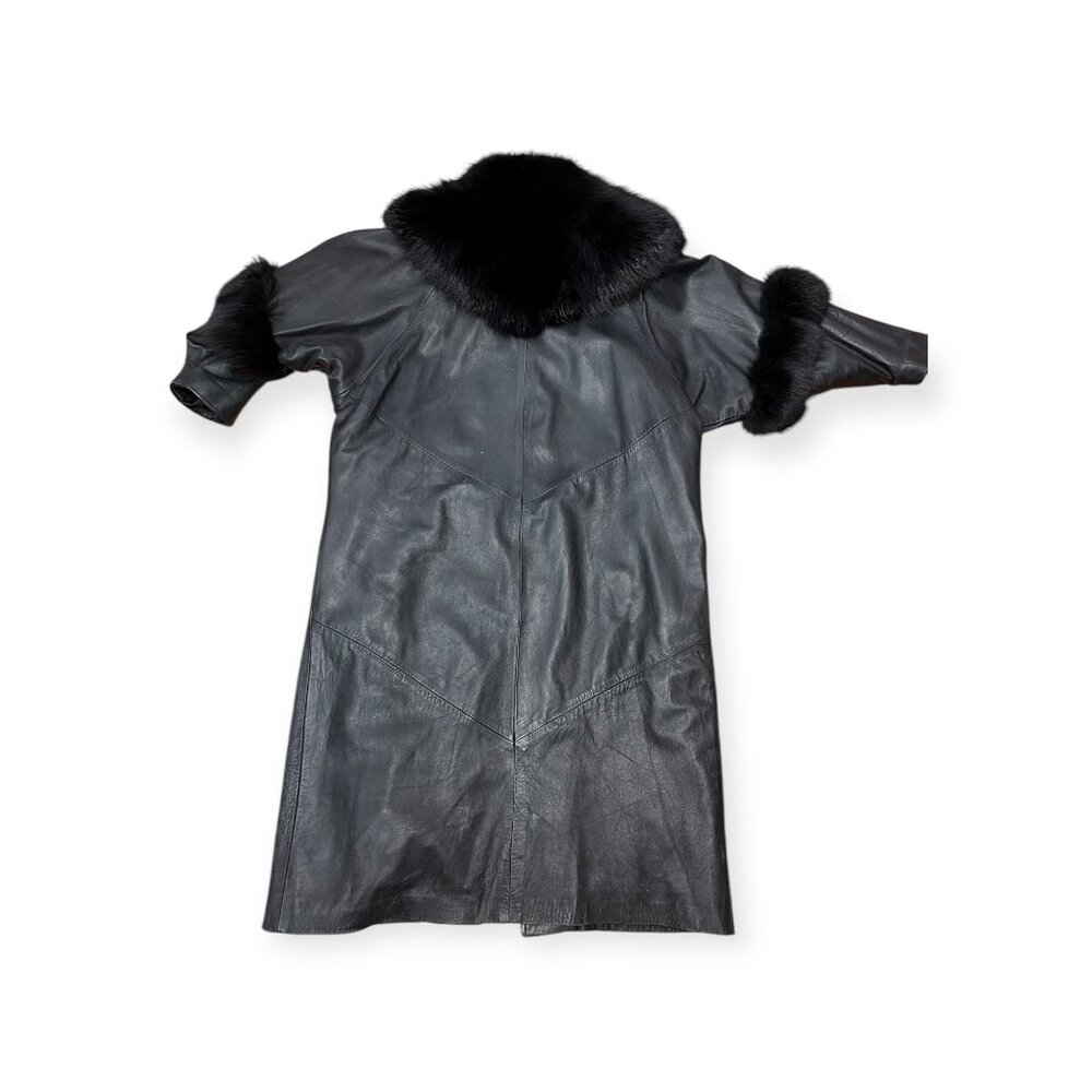 Vintage Leather/Fur Coat - Picture 6 of 7